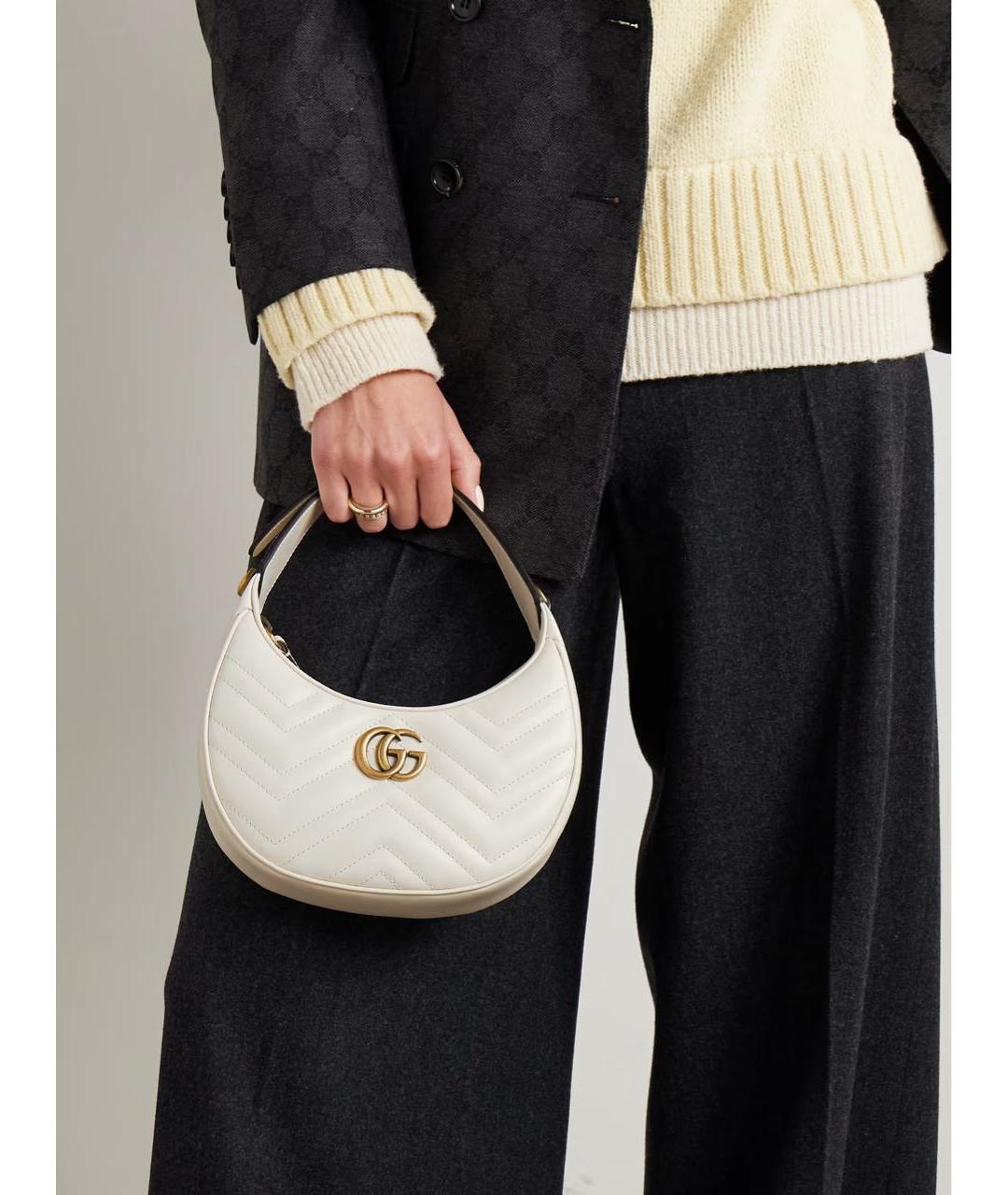 GUCCI Белая кожаная сумка через плечо, фото 6