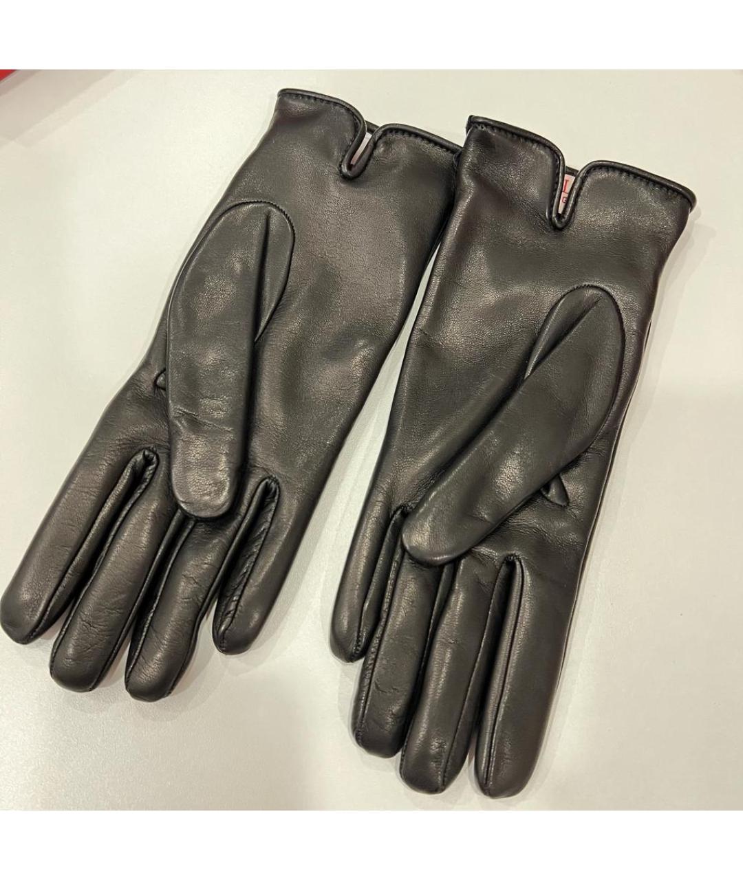 VALENTINO Черные кожаные перчатки, фото 3