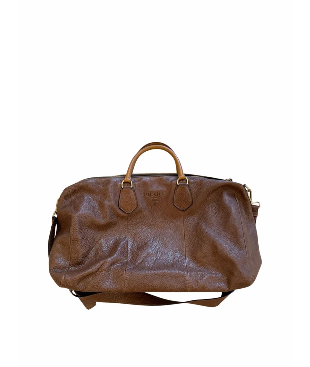 PRADA Коричневая кожаная дорожная/спортивная сумка, фото 1