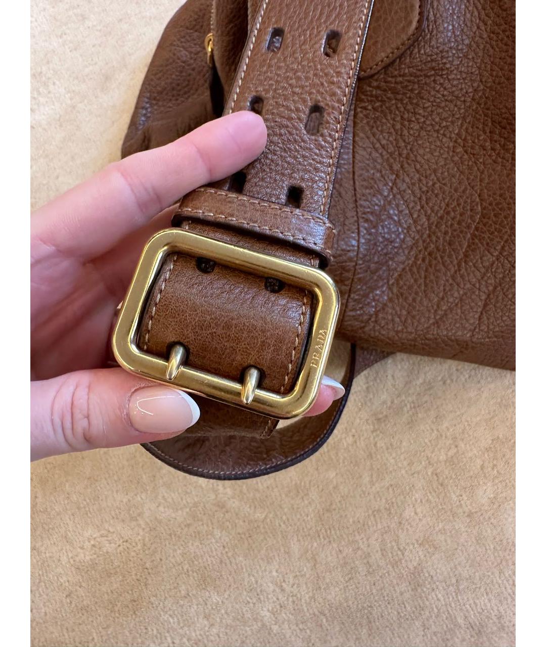 PRADA Коричневая кожаная дорожная/спортивная сумка, фото 5