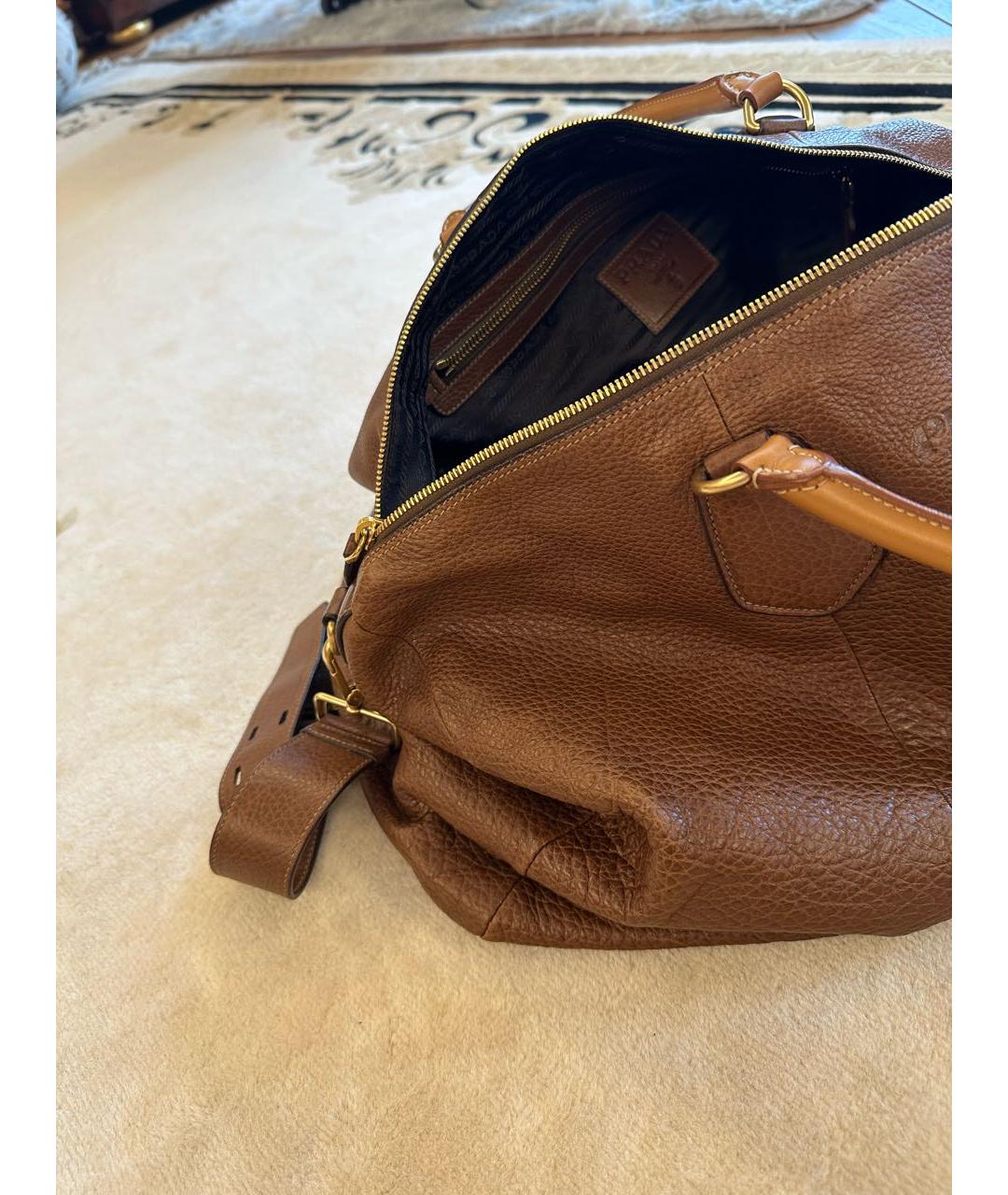 PRADA Коричневая кожаная дорожная/спортивная сумка, фото 4
