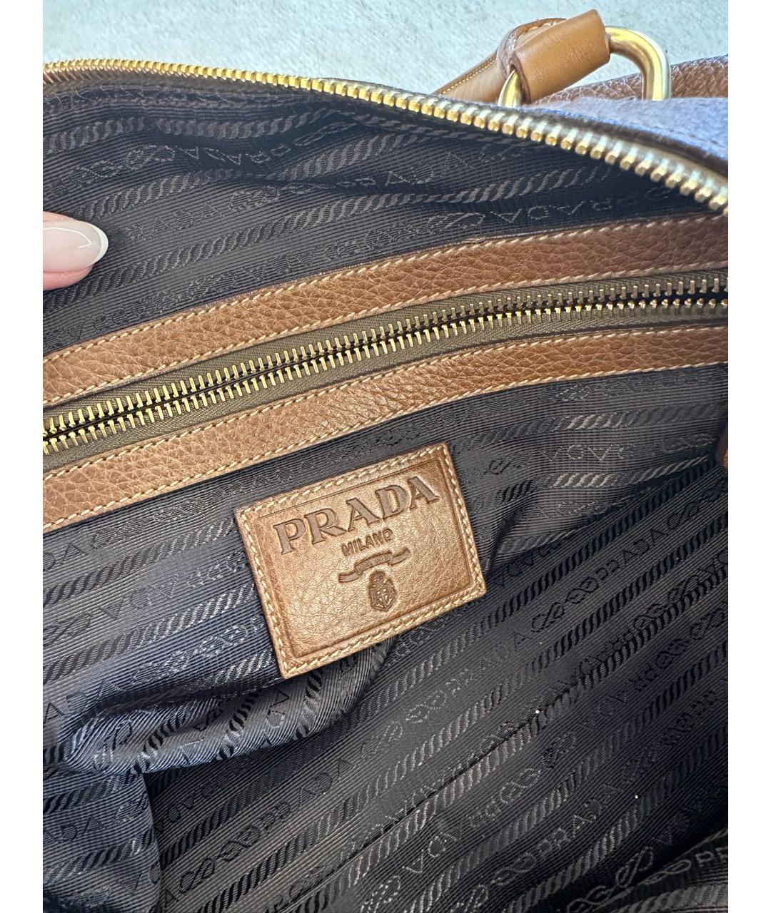 PRADA Коричневая кожаная дорожная/спортивная сумка, фото 6