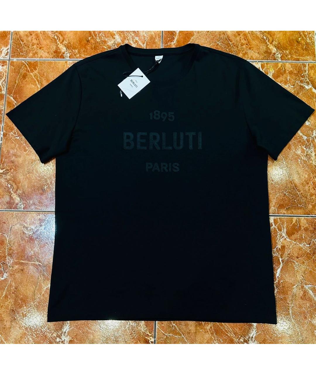 BERLUTI Черная хлопковая футболка, фото 2