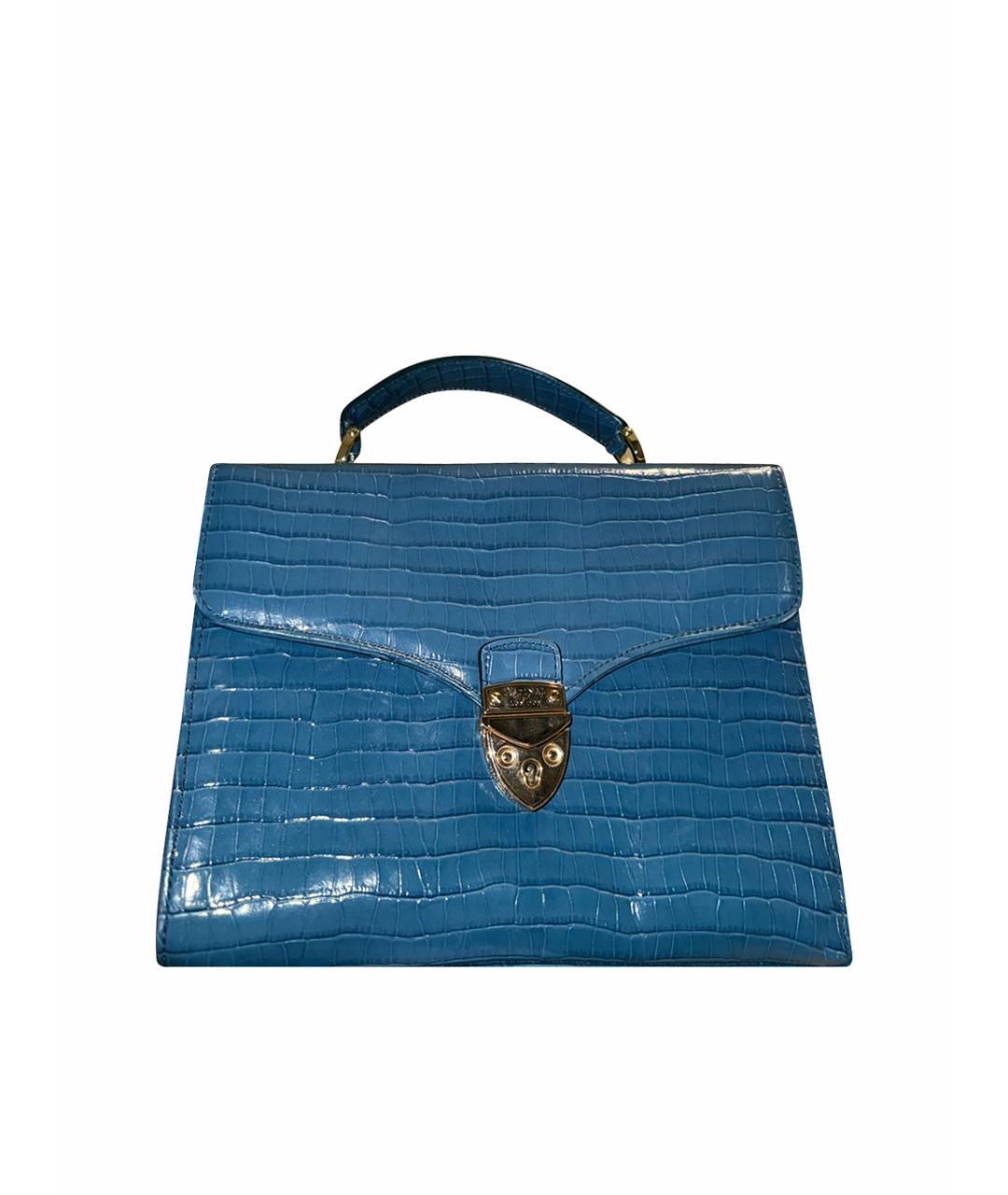 ASPINAL OF LONDON Синяя кожаная сумка с короткими ручками, фото 1