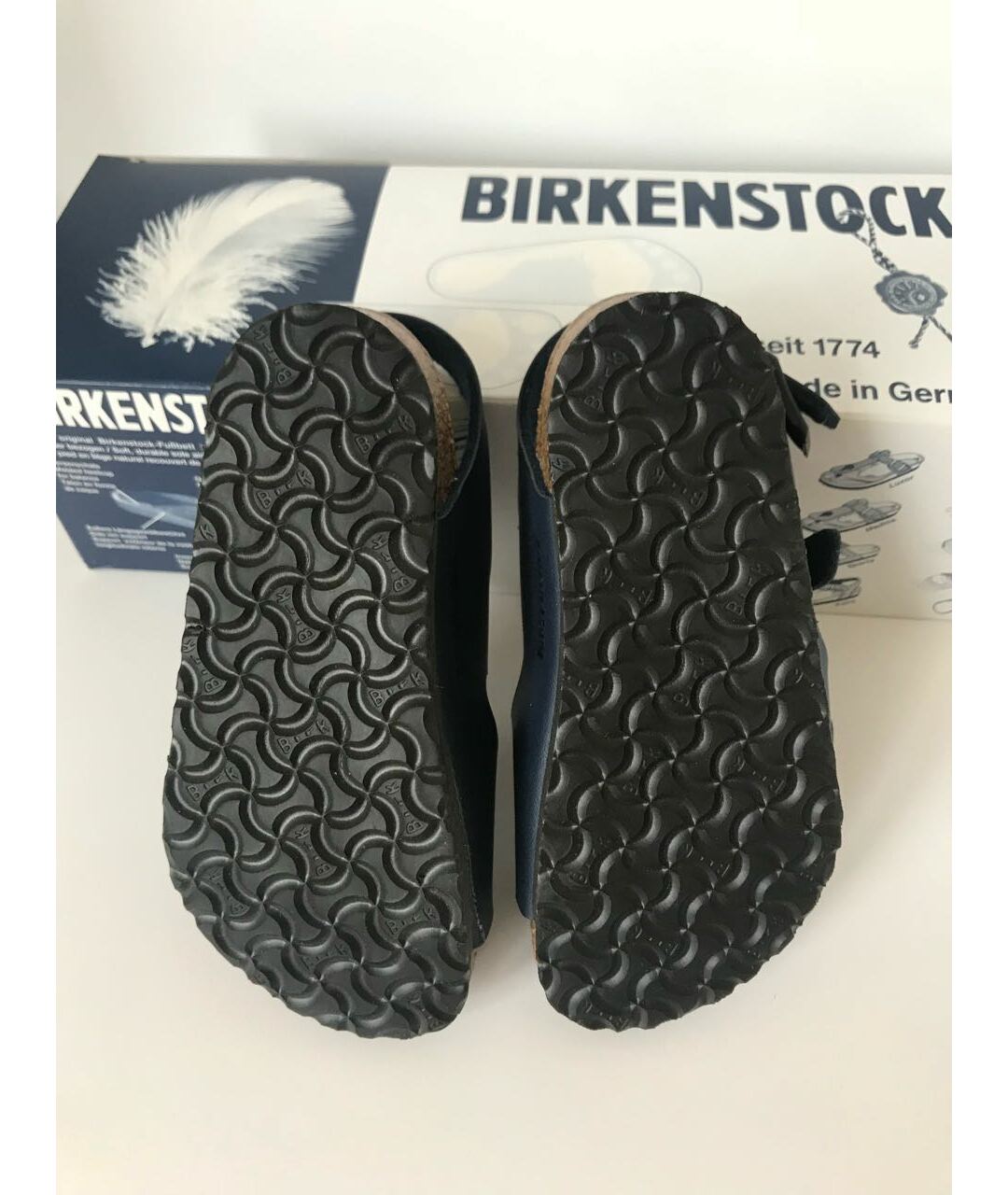 BIRKENSTOCK Синие кожаные сандалии и шлепанцы, фото 5