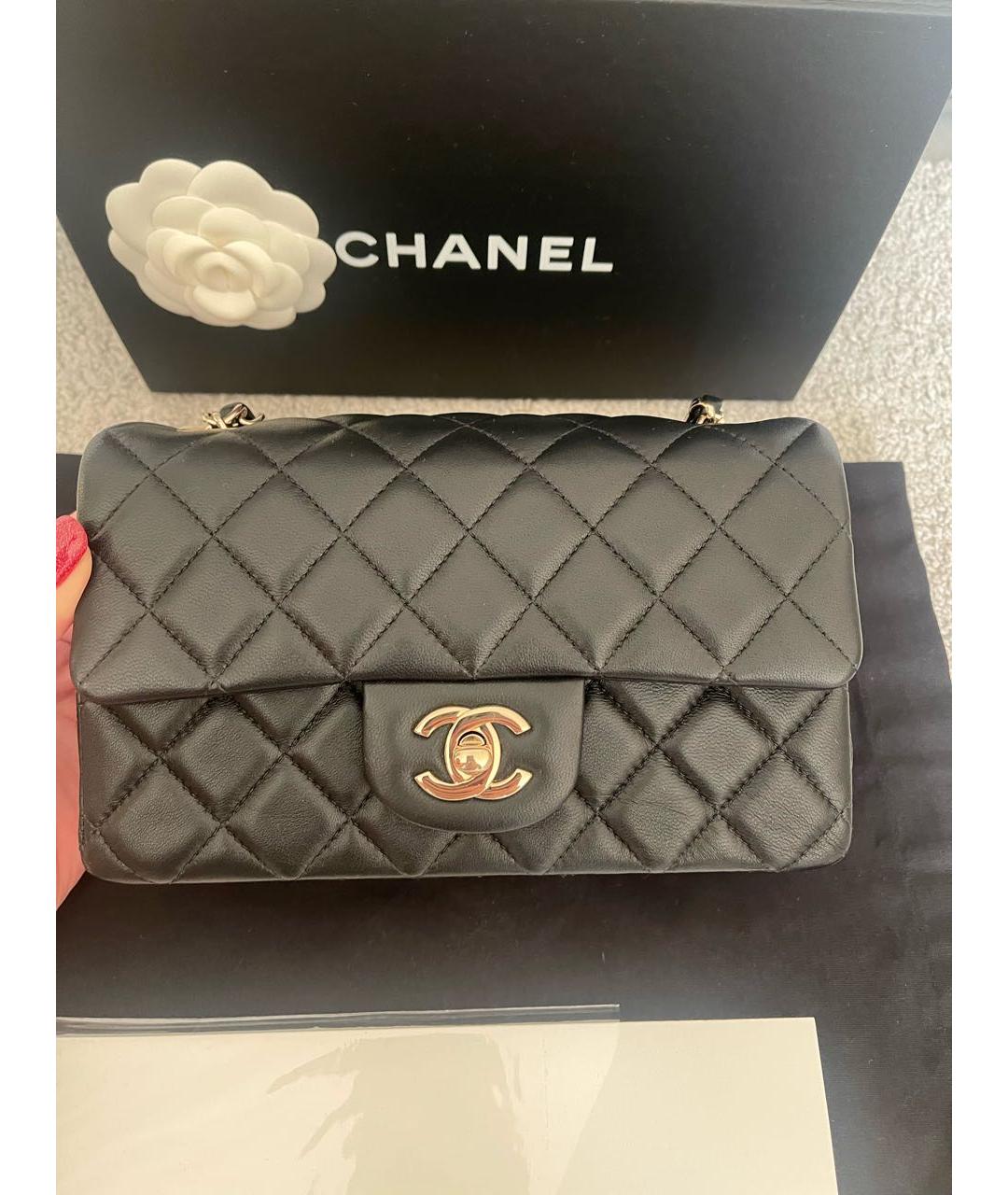 CHANEL PRE-OWNED Черная кожаная сумка через плечо, фото 9