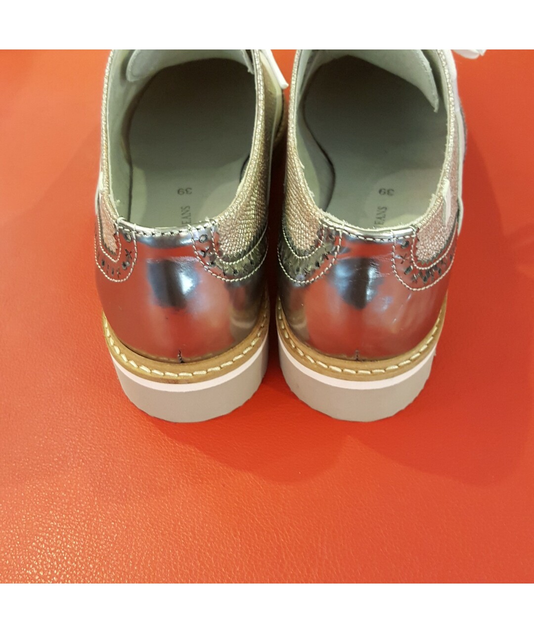 TRUSSARDI JEANS Серебряные кожаные ботинки, фото 6