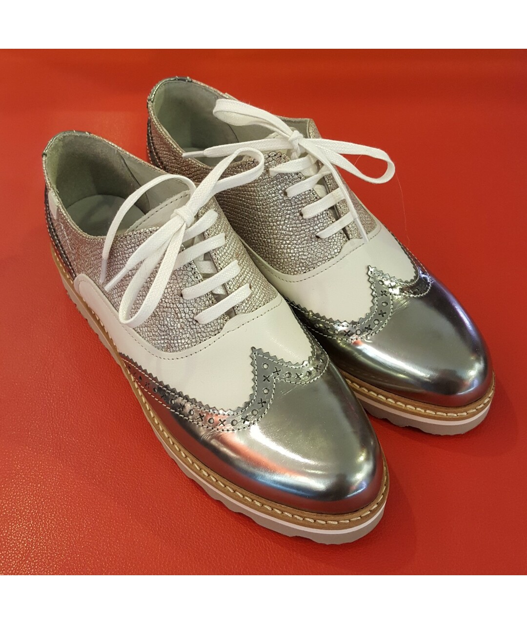 TRUSSARDI JEANS Серебряные кожаные ботинки, фото 2