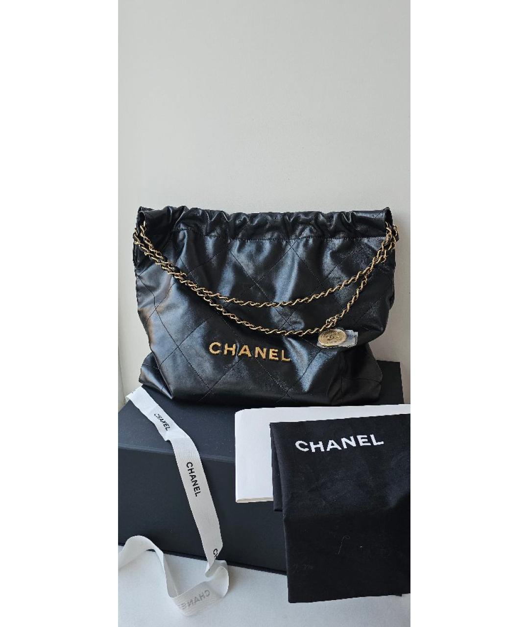 CHANEL Черная кожаная сумка тоут, фото 2