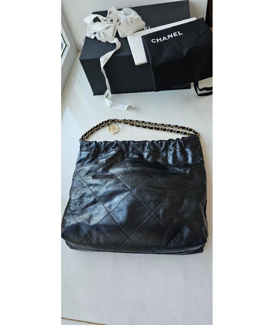 CHANEL Черная кожаная сумка тоут, фото 3