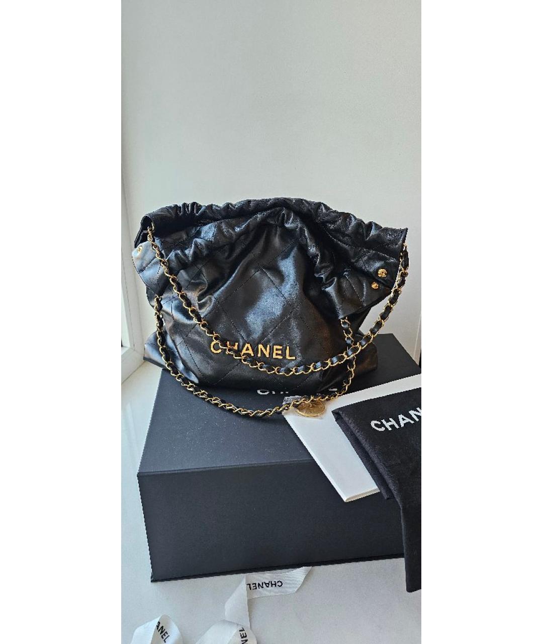 CHANEL Черная кожаная сумка тоут, фото 9