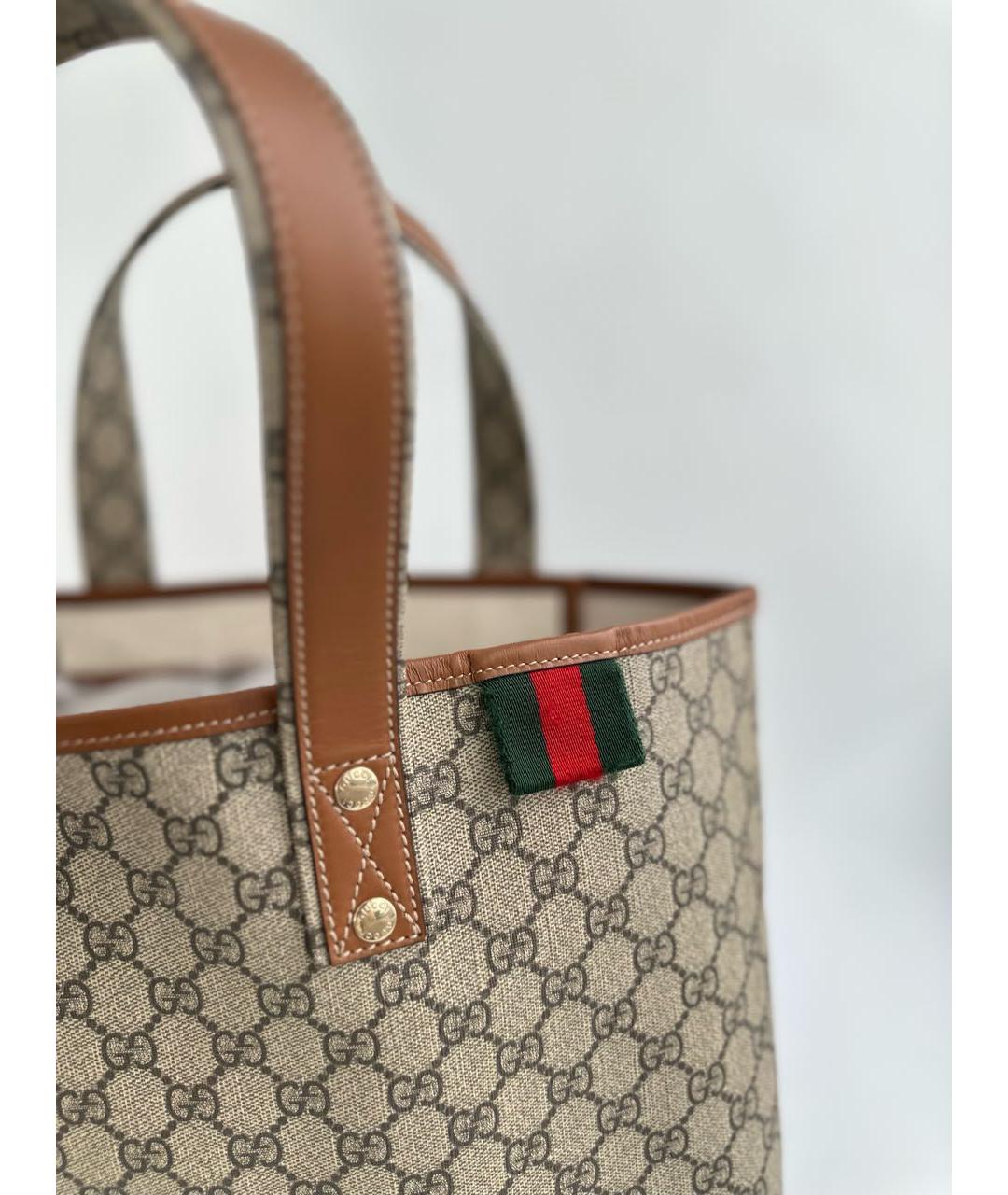 GUCCI Антрацитовая кожаная сумка тоут, фото 6