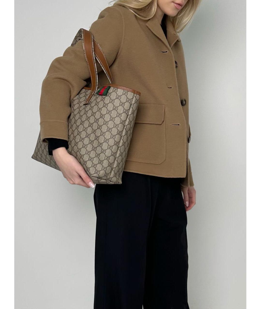 GUCCI Антрацитовая кожаная сумка тоут, фото 7