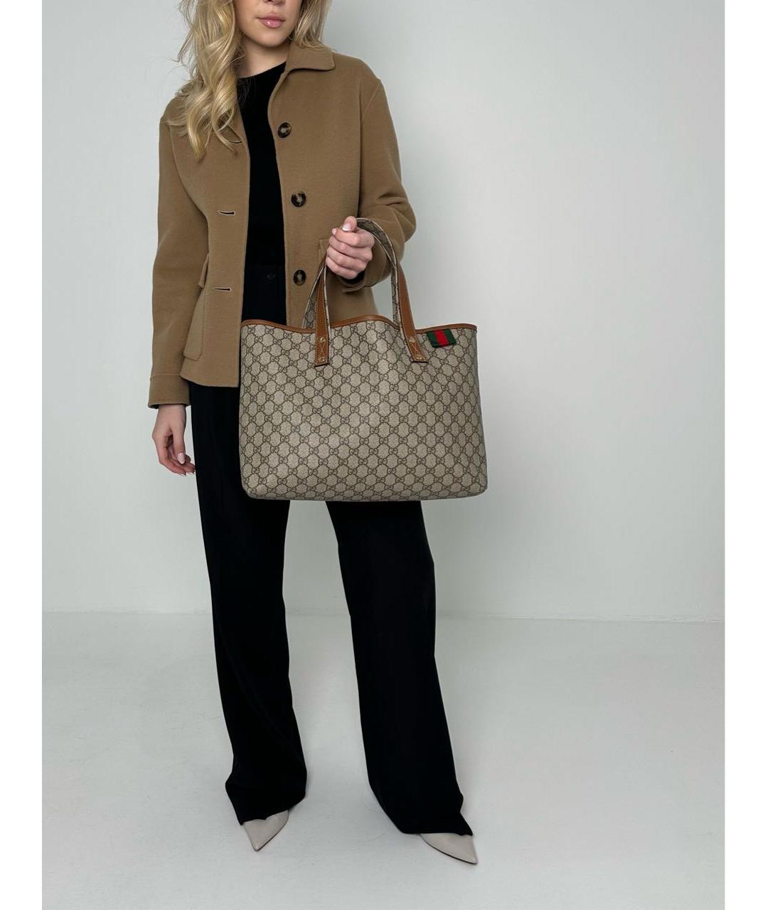 GUCCI Антрацитовая кожаная сумка тоут, фото 8