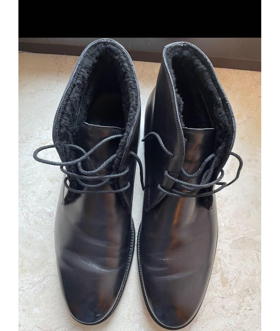BRIONI Черные кожаные высокие ботинки, фото 2