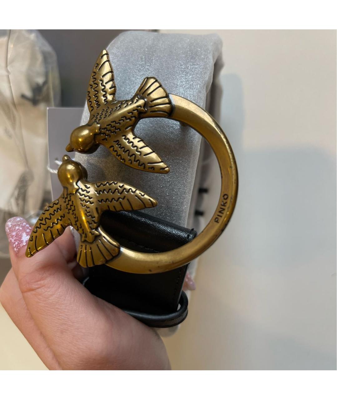 PINKO Черный кожаный ремень, фото 5