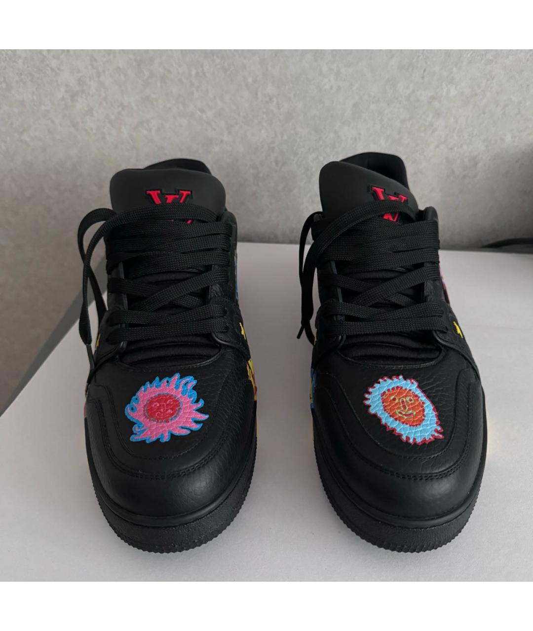 LOUIS VUITTON Черные кожаные низкие кроссовки / кеды, фото 2