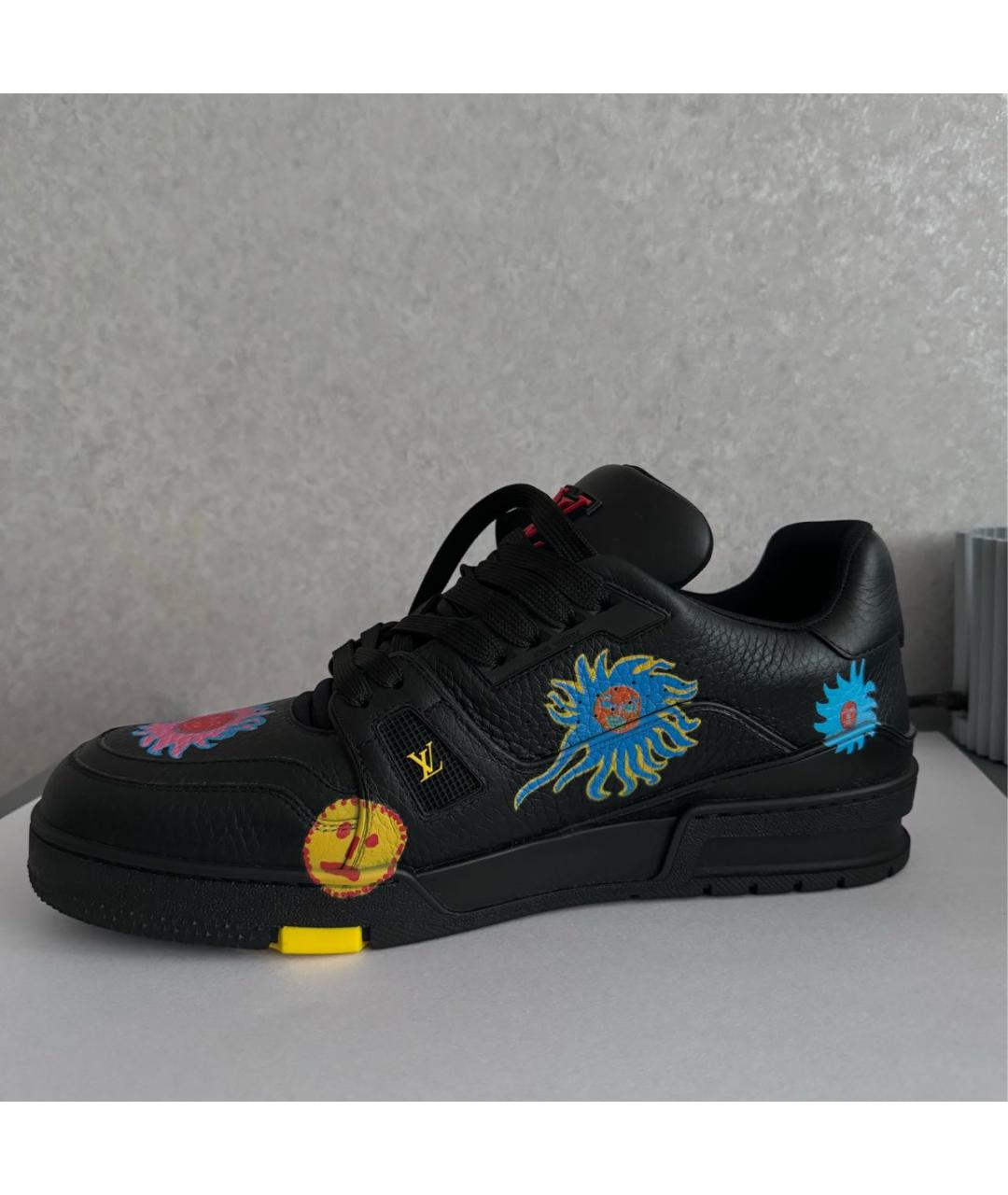 LOUIS VUITTON Черные кожаные низкие кроссовки / кеды, фото 6