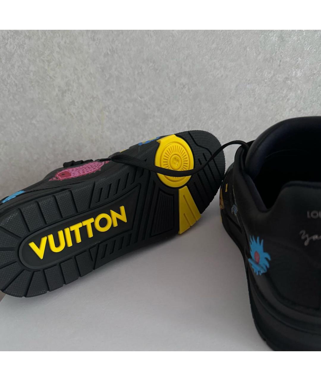 LOUIS VUITTON Черные кожаные низкие кроссовки / кеды, фото 5