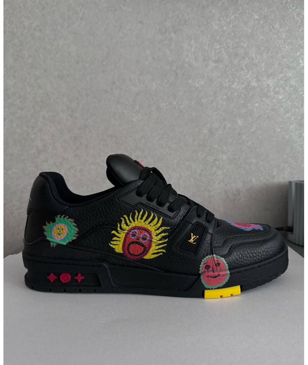 LOUIS VUITTON Черные кожаные низкие кроссовки / кеды, фото 7
