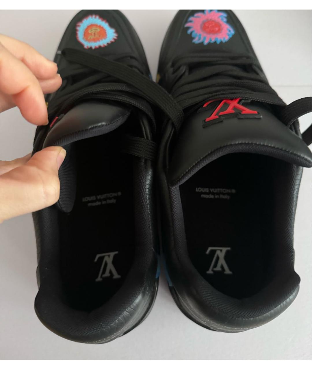 LOUIS VUITTON Черные кожаные низкие кроссовки / кеды, фото 3