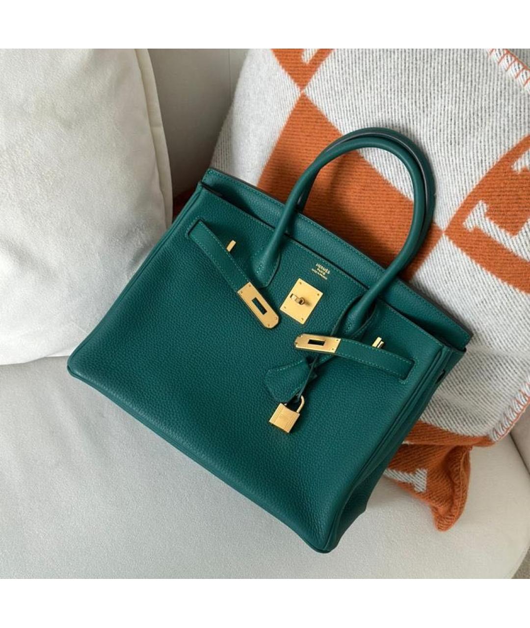HERMES Зеленая кожаная сумка тоут, фото 2