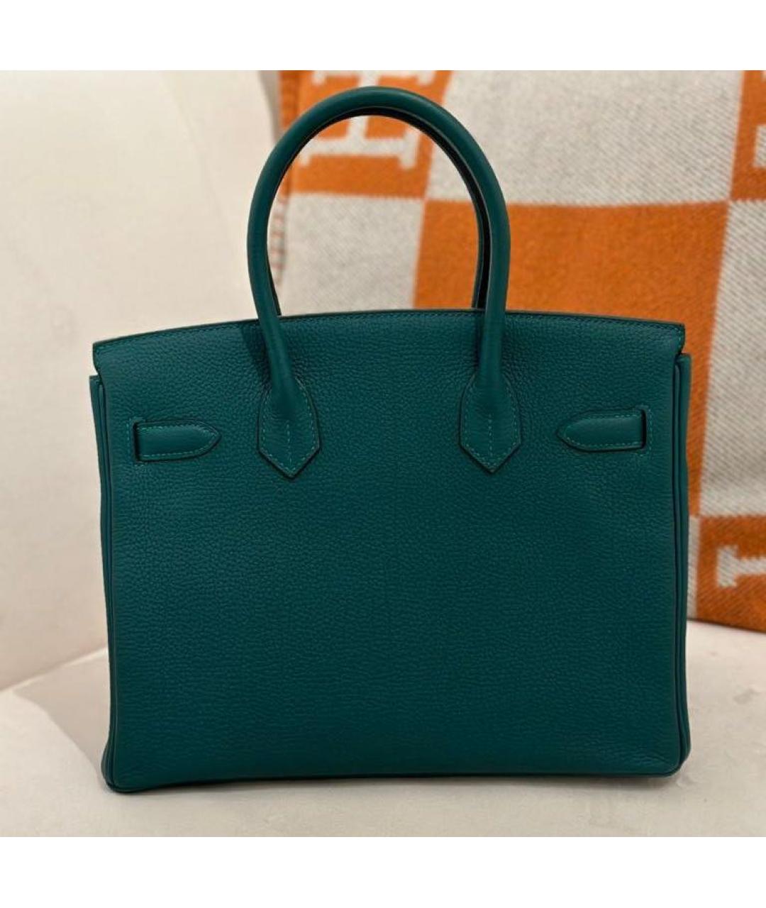 HERMES Зеленая кожаная сумка тоут, фото 3