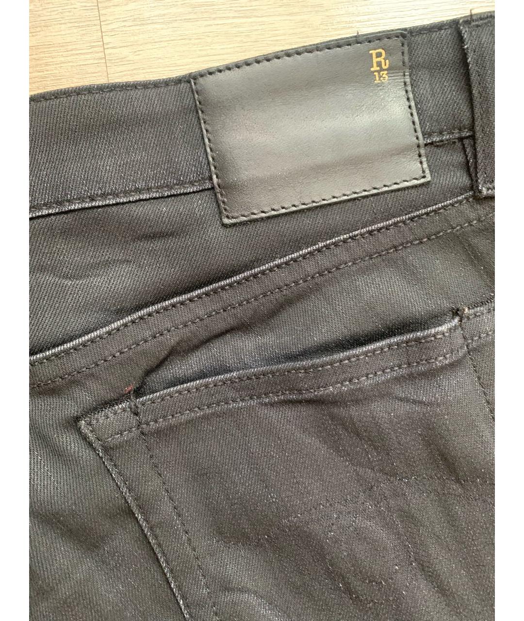 R13 Черные кожаные брюки узкие, фото 8