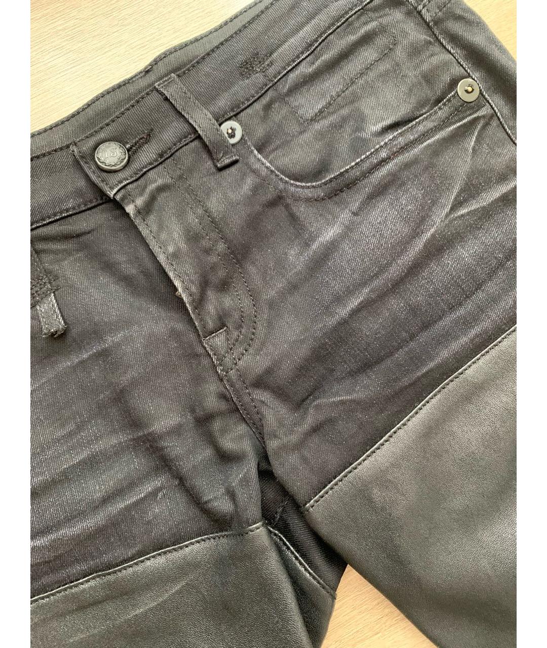 R13 Черные кожаные брюки узкие, фото 7