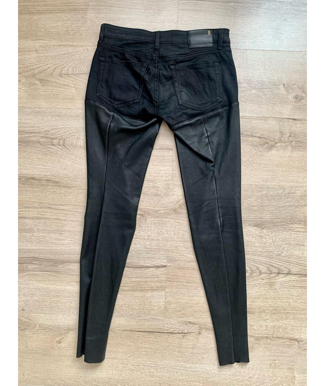 R13 Черные кожаные брюки узкие, фото 6