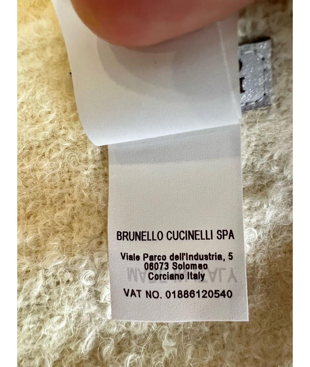BRUNELLO CUCINELLI Бежевый кашемировый шарф, фото 7