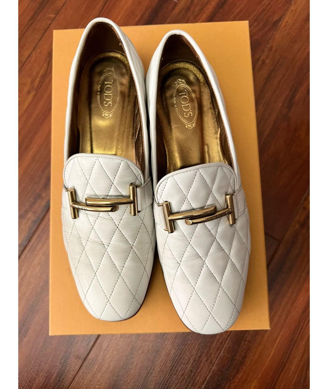 TOD'S Белые кожаные лоферы, фото 2