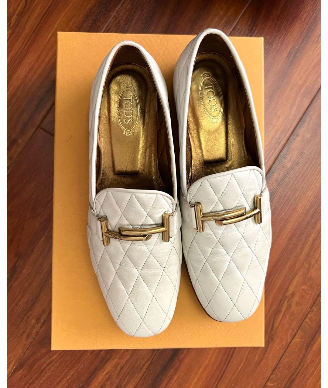 TOD'S Белые кожаные лоферы, фото 3