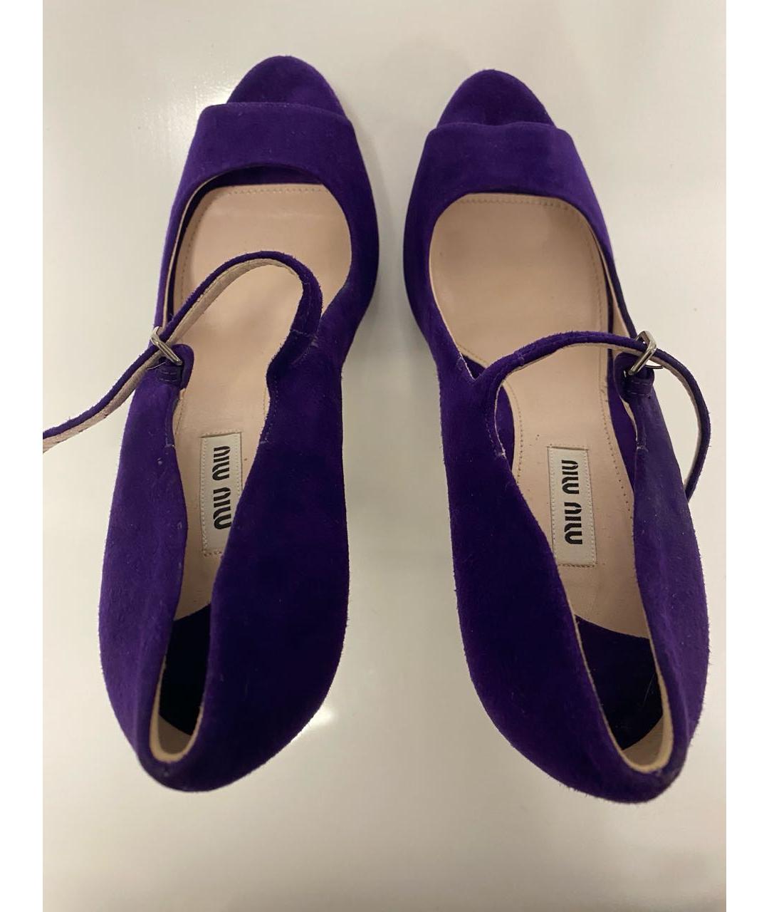 MIU MIU Фиолетовые кожаные босоножки, фото 3