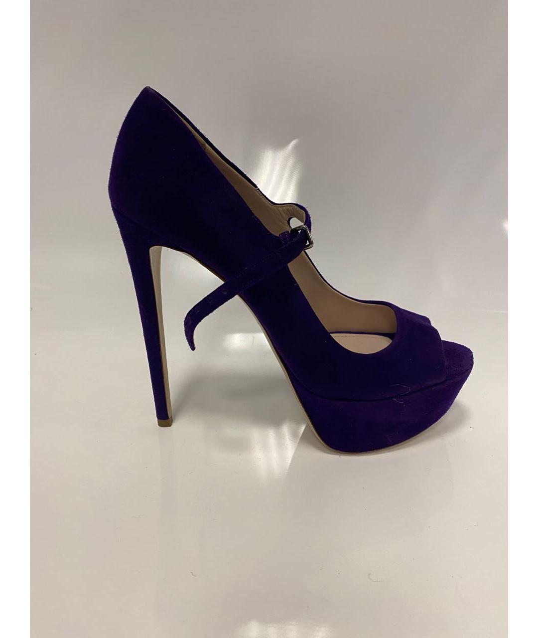 MIU MIU Фиолетовые кожаные босоножки, фото 6