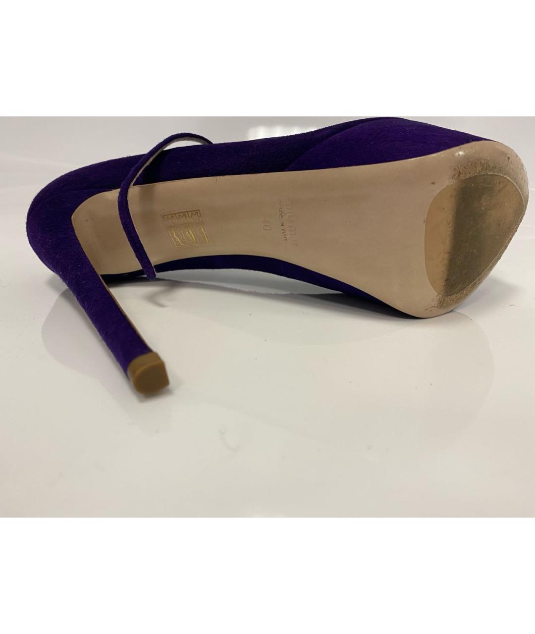 MIU MIU Фиолетовые кожаные босоножки, фото 5