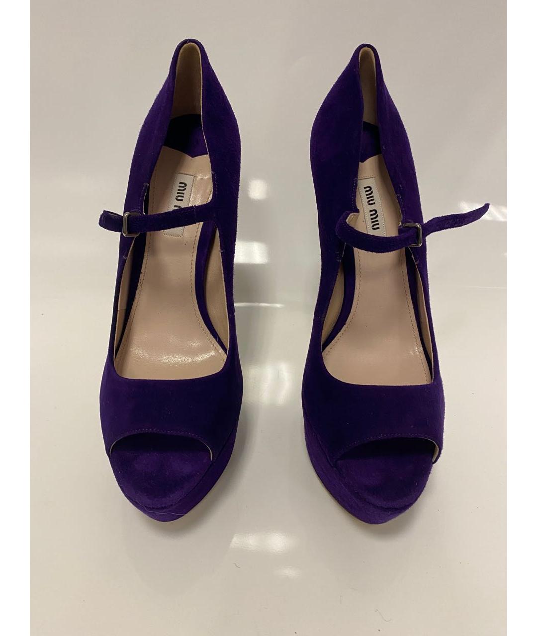 MIU MIU Фиолетовые кожаные босоножки, фото 2