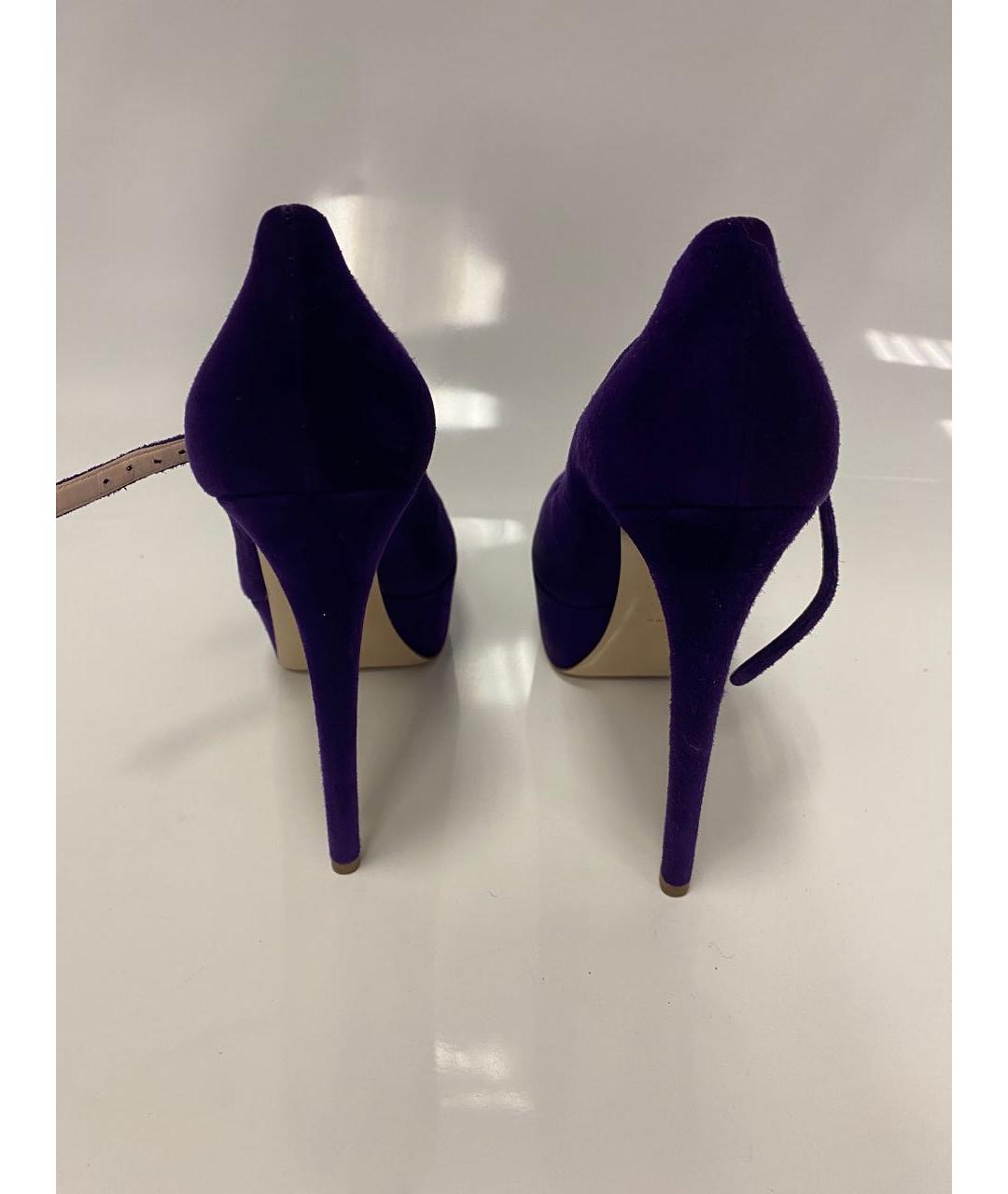 MIU MIU Фиолетовые кожаные босоножки, фото 4