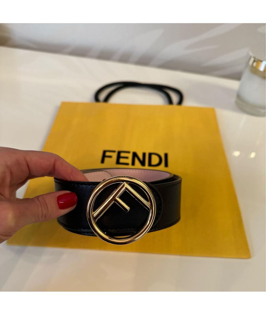 FENDI Черный кожаный ремень, фото 4