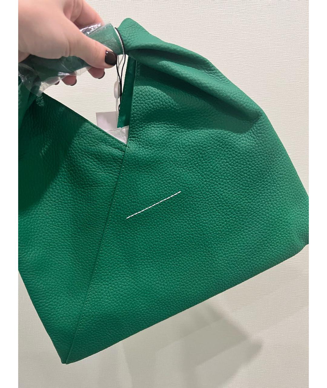 MM6 MAISON MARGIELA Зеленая кожаная сумка тоут, фото 4
