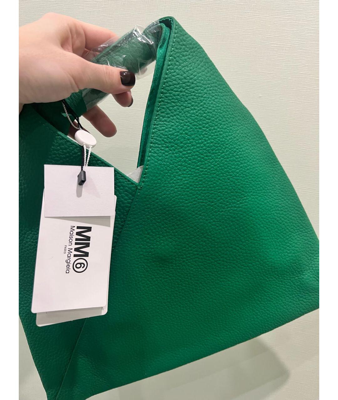 MM6 MAISON MARGIELA Зеленая кожаная сумка тоут, фото 5