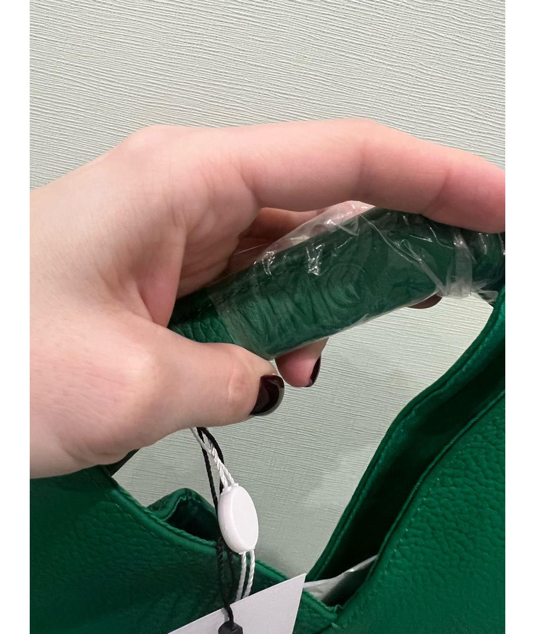 MM6 MAISON MARGIELA Зеленая кожаная сумка тоут, фото 6