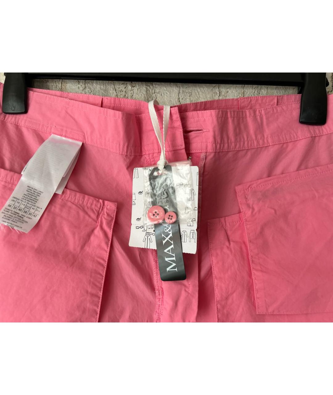MAX&CO Розовые хлопковые прямые брюки, фото 4