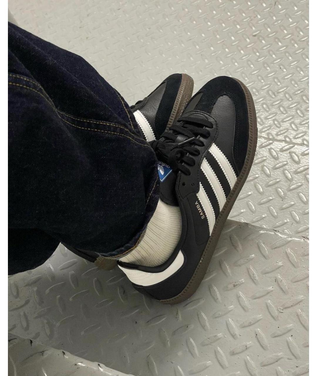 ADIDAS Черные кожаные кеды, фото 3