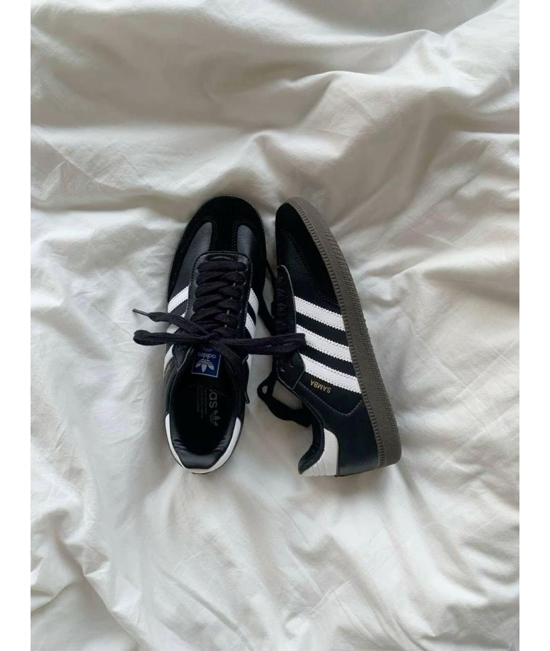 ADIDAS Черные кожаные кеды, фото 2