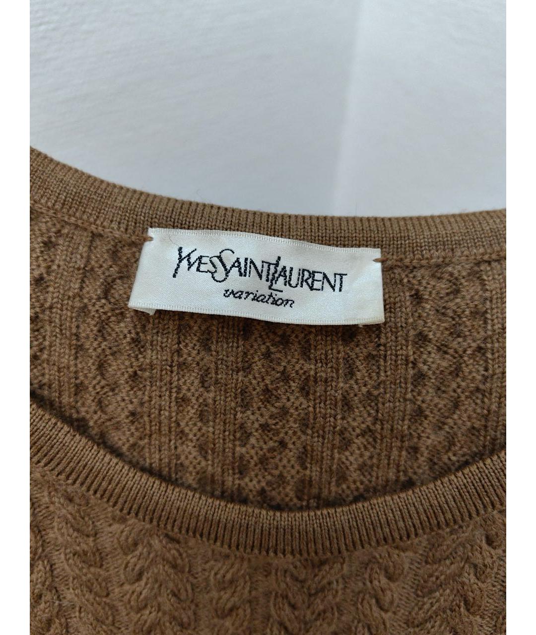 SAINT LAURENT Коричневый шерстяной джемпер / свитер, фото 5