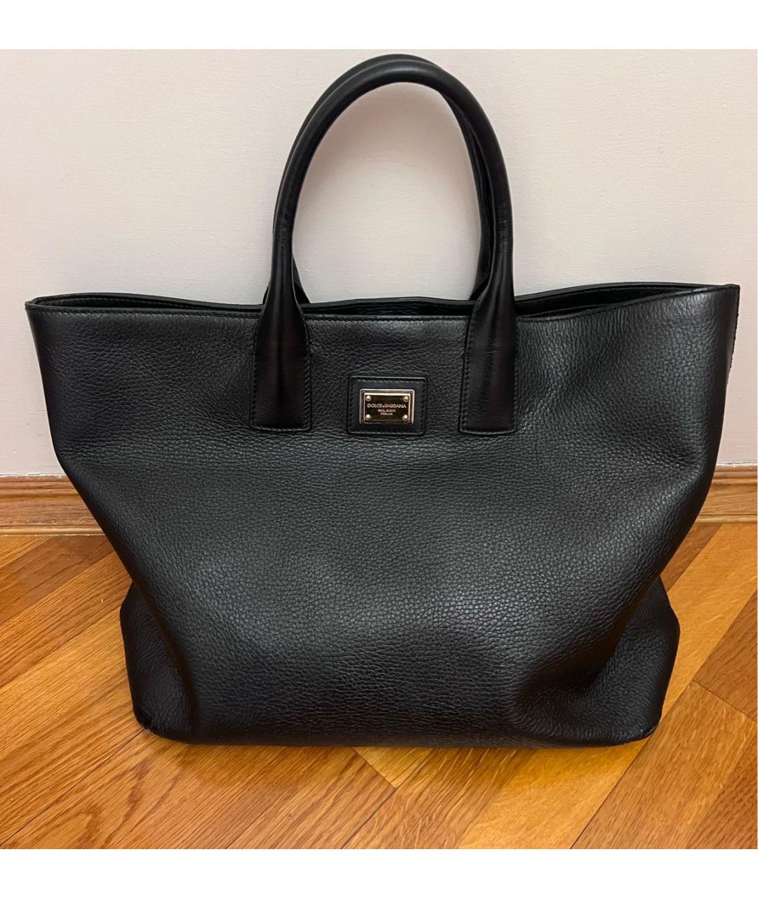 DOLCE&GABBANA Черная кожаная сумка с короткими ручками, фото 2