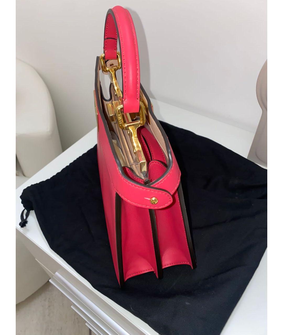 FENDI Красная кожаная сумка с короткими ручками, фото 3