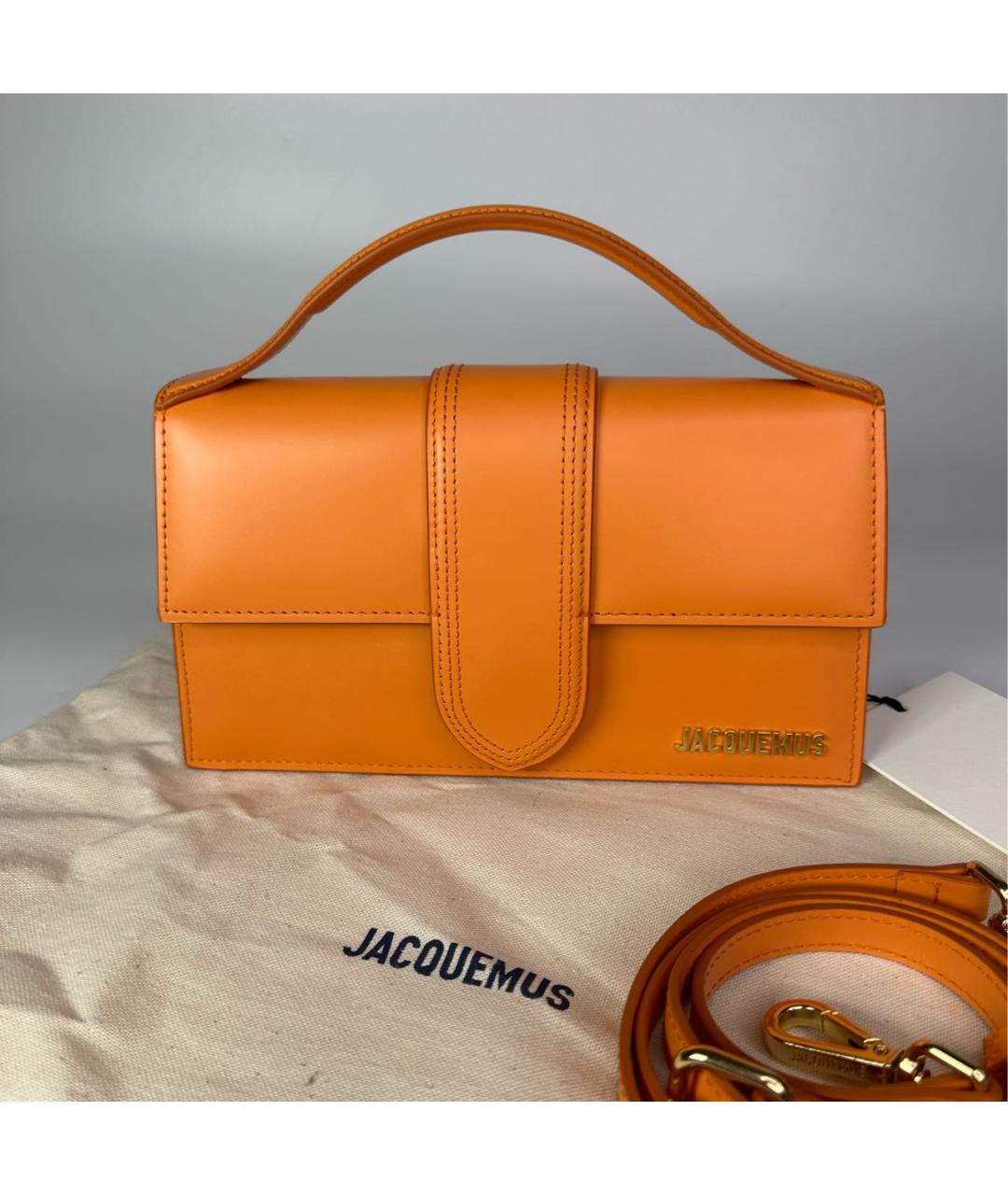 JACQUEMUS Оранжевая кожаная сумка через плечо, фото 3