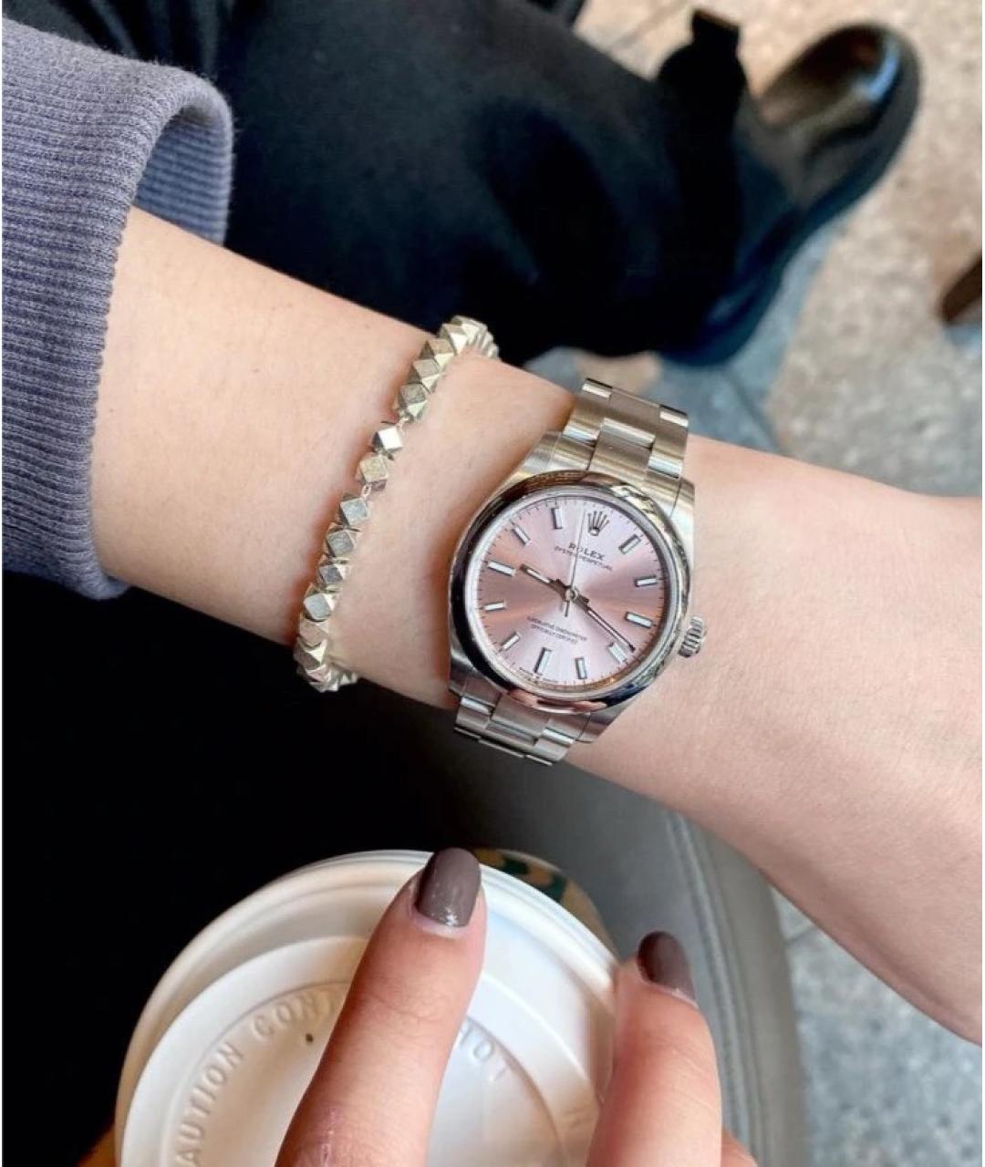 ROLEX Розовые металлические часы, фото 8